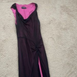 Long hot pink dress with black cover